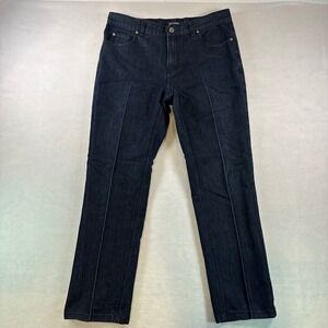 Michael Kors Mens Dark Indigo Straight Leg Creased Jeans 34x29 Blue Denim Pants